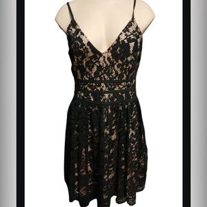 Mystic Black and Cream Lace Mini Dress
